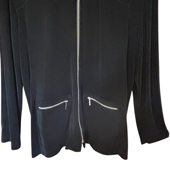 CHICOS Travelers Women’s Full Zip Stretchy Lightweight Black Jacket Sz. 1 (8-10) - Picture 3 of 9